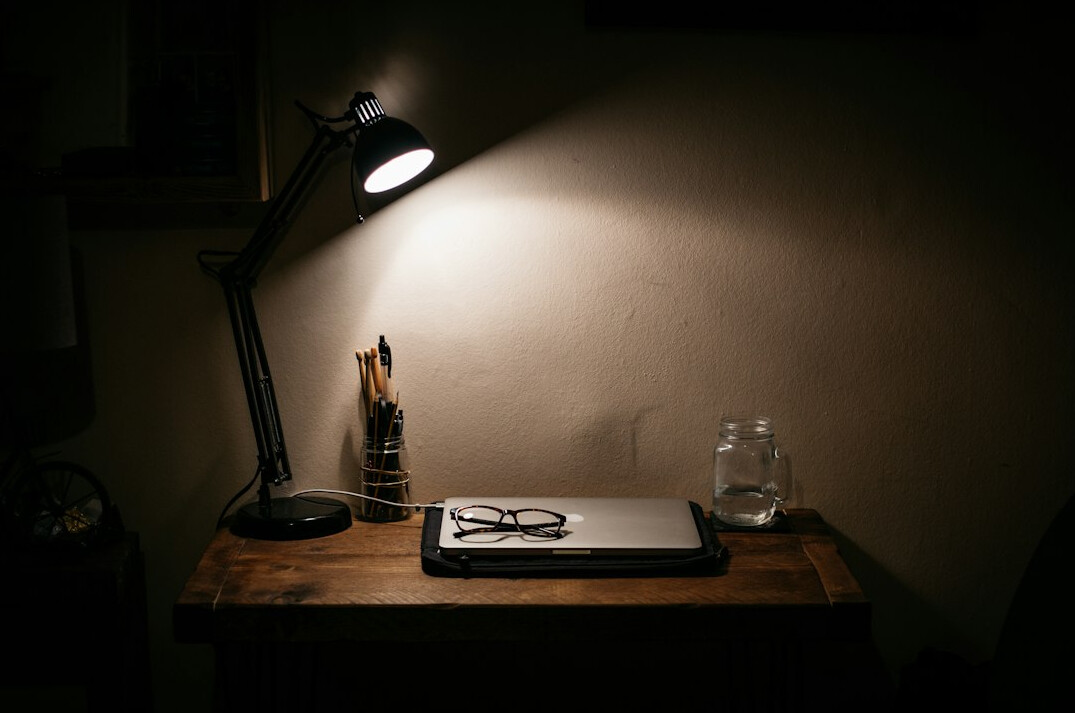 writer in dim light